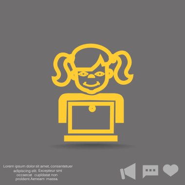   dizüstü web simgesi ile kız.