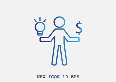 İnsan ve ampul basit simgesi