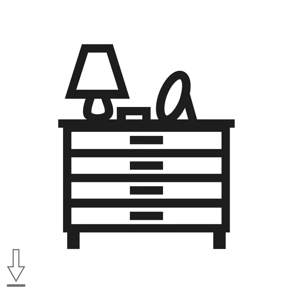 Chest of drawers with lamp and a mirror — Stock Vector