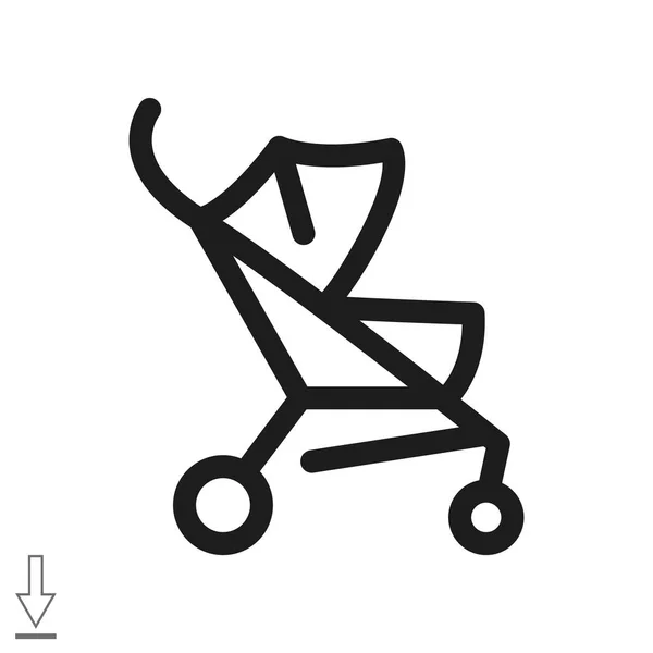 Eenvoudige wandelwagen overzicht web pictogram — Stockvector