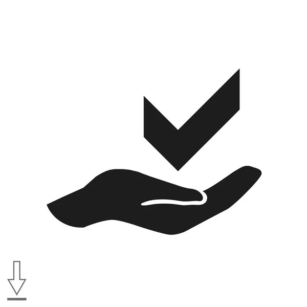 Vinkje op het pictogram van een hand web — Stockvector