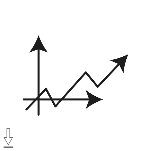 Flecha curva en el icono del gráfico — Vector de stock