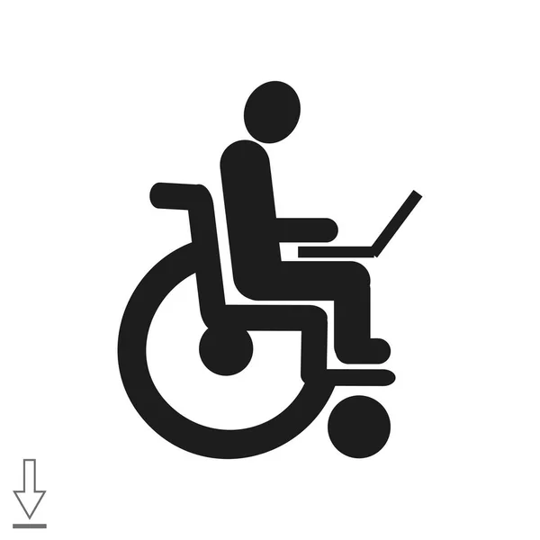 Disabled person with laptop — Stock Vector