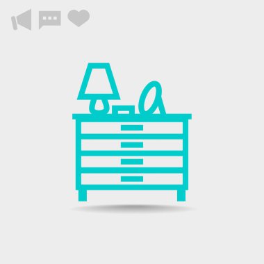 Çekmeceli lamba ve bir ayna ile