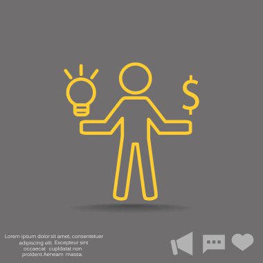 İnsan ve ampul basit simgesi