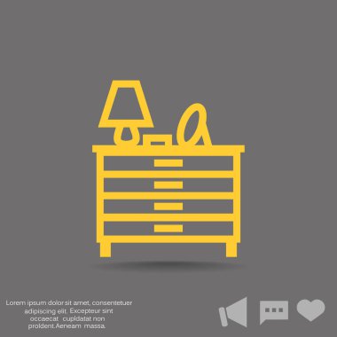 Çekmeceli lamba ve bir ayna ile