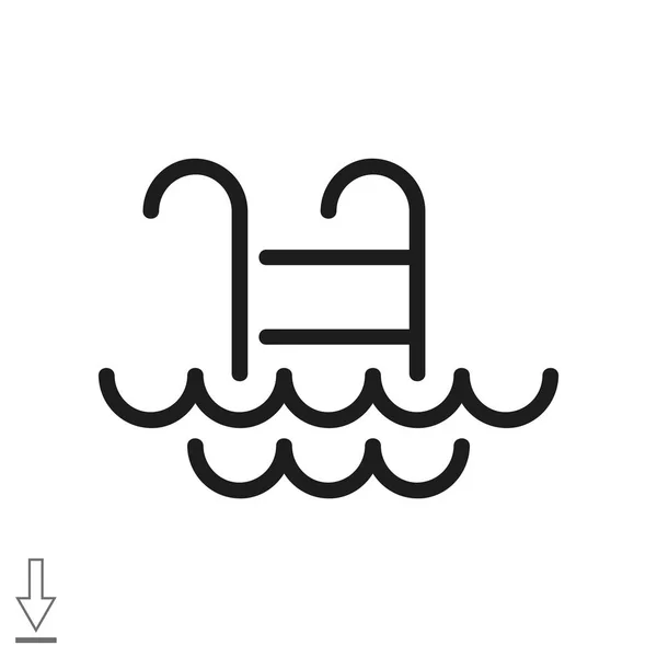 Échelle de piscine avec icône des vagues — Image vectorielle