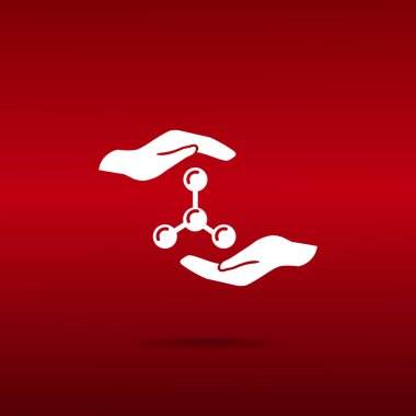 Moleküler bileşik ve el web simgesi. vektör tasarımı