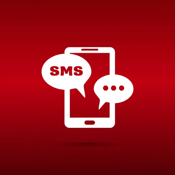 Smartphone s ikonou bubliny, sms — Stockový vektor