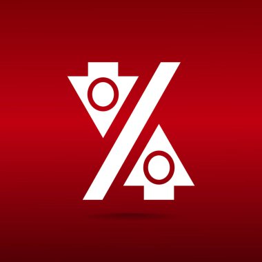 Yüzde kavramı yuvarlak web simgesi, anahat vektör çizim