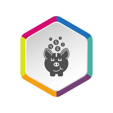 Piggy Bank simgesi, vektör illüstrasyonu