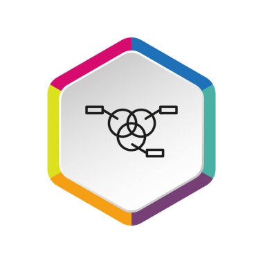 Yüzde kavramı yuvarlak web simgesi, anahat vektör çizim