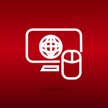 Dünya sembolü ve bilgisayar fare simgesi