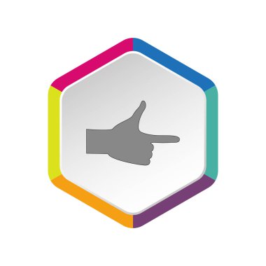 Düz parmak ile anahat vektör çizim gösteren bir el