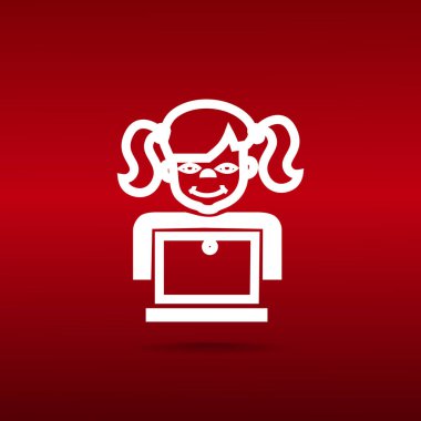 Bilgisayar web simgesi olan kız. vektör tasarımı