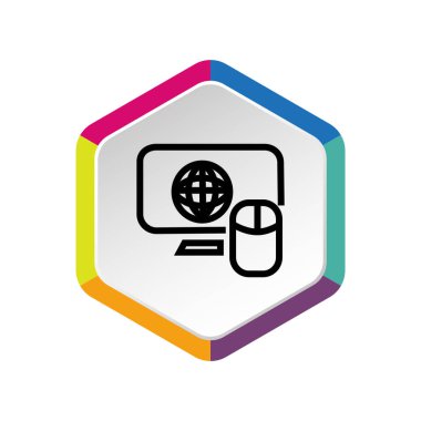 Dünya sembolü ve bilgisayar fare simgesi