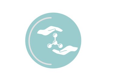 Moleküler bileşik ve el web simgesi. vektör tasarımı