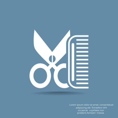 saç fırçası ve makas illüstrasyon vektör 