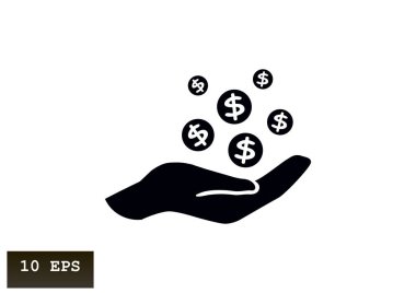 elinde, web simge Bozuk paralar. vektör tasarımı