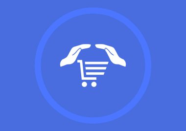 el ve alışveriş sepeti, işaret koruma web simgesi satın almak. 