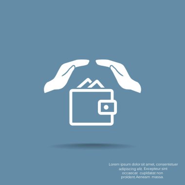 m-cüzdan ve el web simgesi. vektör tasarımı