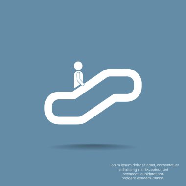 yürüyen merdiven düz simgesi, vektör çizim