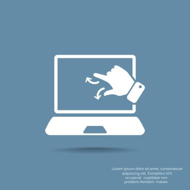 dizüstü bilgisayar düz simgesi, vektör illüstrasyonu