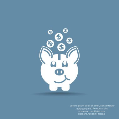 Domuzcuk kumbarası düz simgesi, vektör çizimi