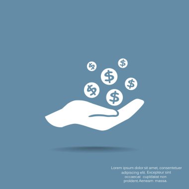 elinde, web simge Bozuk paralar. vektör tasarımı