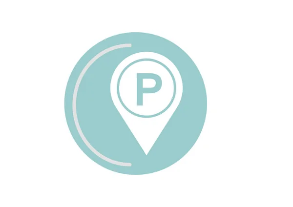 Mapa puntero con el icono de aparcamiento — Vector de stock