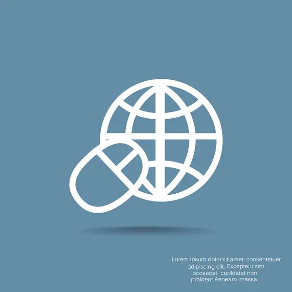 世界シンボルとコンピューター マウスのアイコン — ストックベクタ