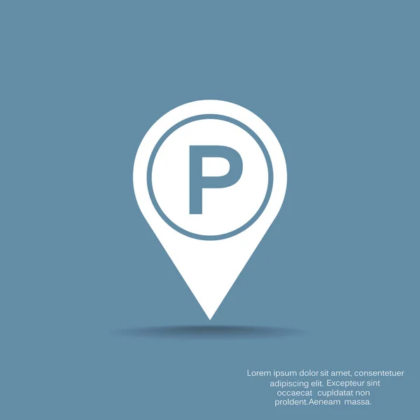Mapa puntero con el icono de aparcamiento — Vector de stock