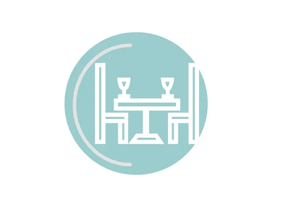 Mesa, dos sillas y vasos vacíos — Vector de stock