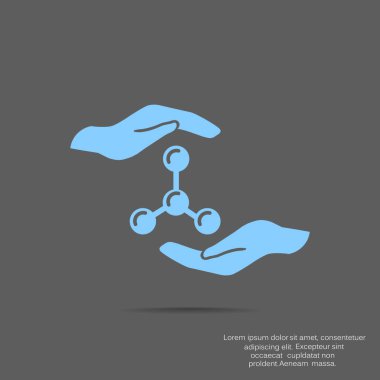 Moleküler bileşik ve el web simgesi. vektör tasarımı