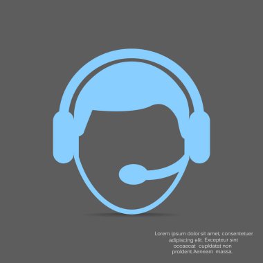 CallCenter operatör basit web simgesi, anahat vektör çizim