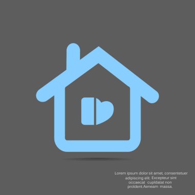 ev düz simgesi, vektör illüstrasyonu 