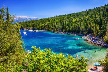 Deniz manzaraları yakınındaki Fiscardo, Kefalonia, Yunanistan