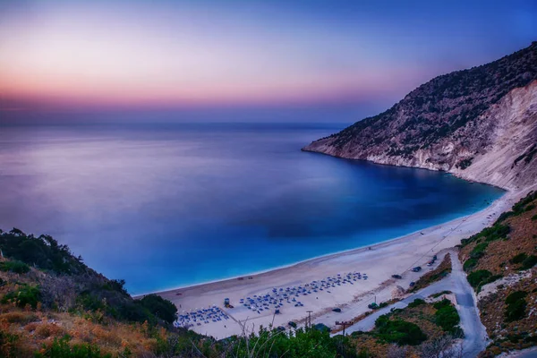 Sunset on Myrthos beach, Kefalonia, Greece — Stock Photo, Image