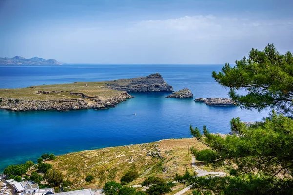 Picturesquare view from the Acropolis, Lindos, Greece — Stock Photo, Image
