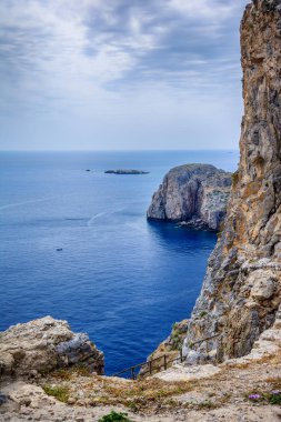 Lindos Rodos Adası ünlü koyunda. St Pauls bay - Yunanistan