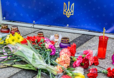 Kiev, Ukrayna - 21 Şubat 2015: 1 haysiyet devriminin yıldönümü