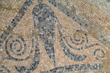 Mozaik parçası Dion Arkeoloji Parkı. Pieria. Yunanistan.