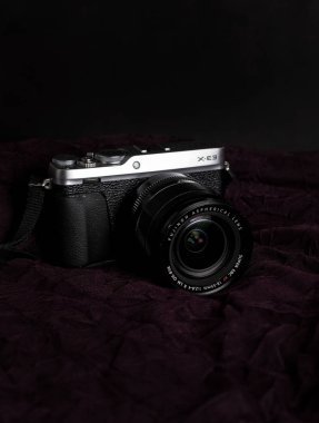 Kyiv, Ukraine: 16 DECEMBER 2019 Isolated Fujifilm camera