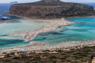 Bulutlu bir günde Balos Körfezi manzarası, Girit Adası, Yunanistan