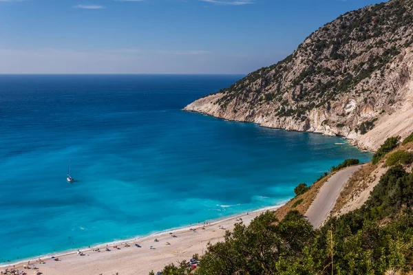 Malebný Výhled Pláž Myrthos Řecko Ostrov Kefalonia — Stock fotografie