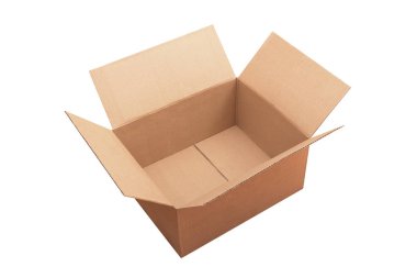 Open package cardboard box isolated on white background with clipping path clipart