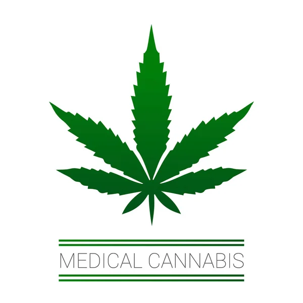 Hoja de marihuana medicinal hoja de cannabis verde sobre fondo blanco — Vector de stock