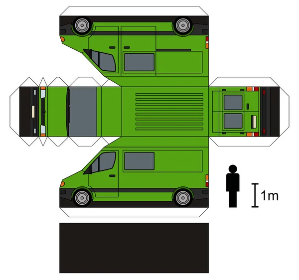 Modelo de papel de uma van verde —  Vetores de Stock