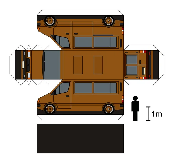 Papiermodell eines Kleinbusses — Stockvektor