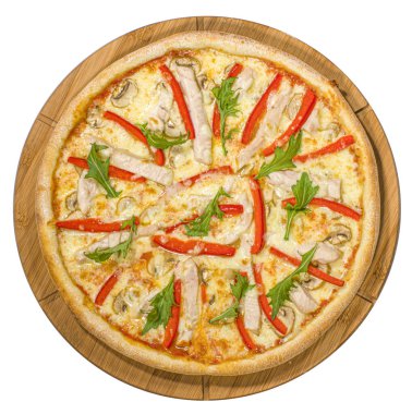 Tahtada tatlı biberli tavuk pizzası